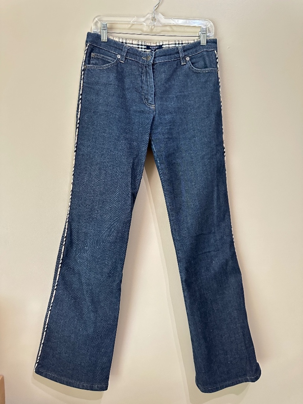 Burberry Demin Jeans with Nova Check Trim UK 10 US 8